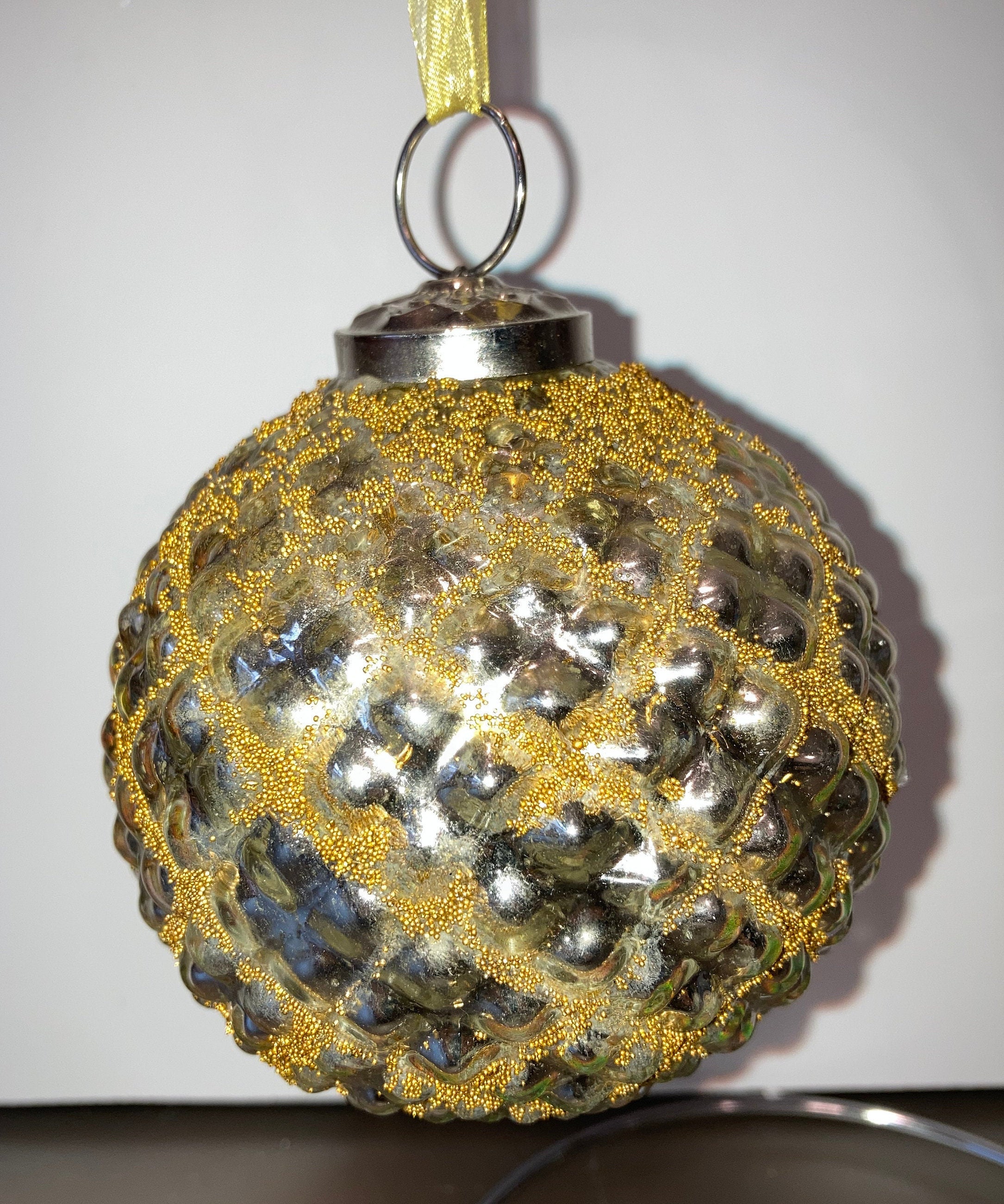 Large Kugel Ornament Mercury Glass Silver Bumpy Ornament Etsy