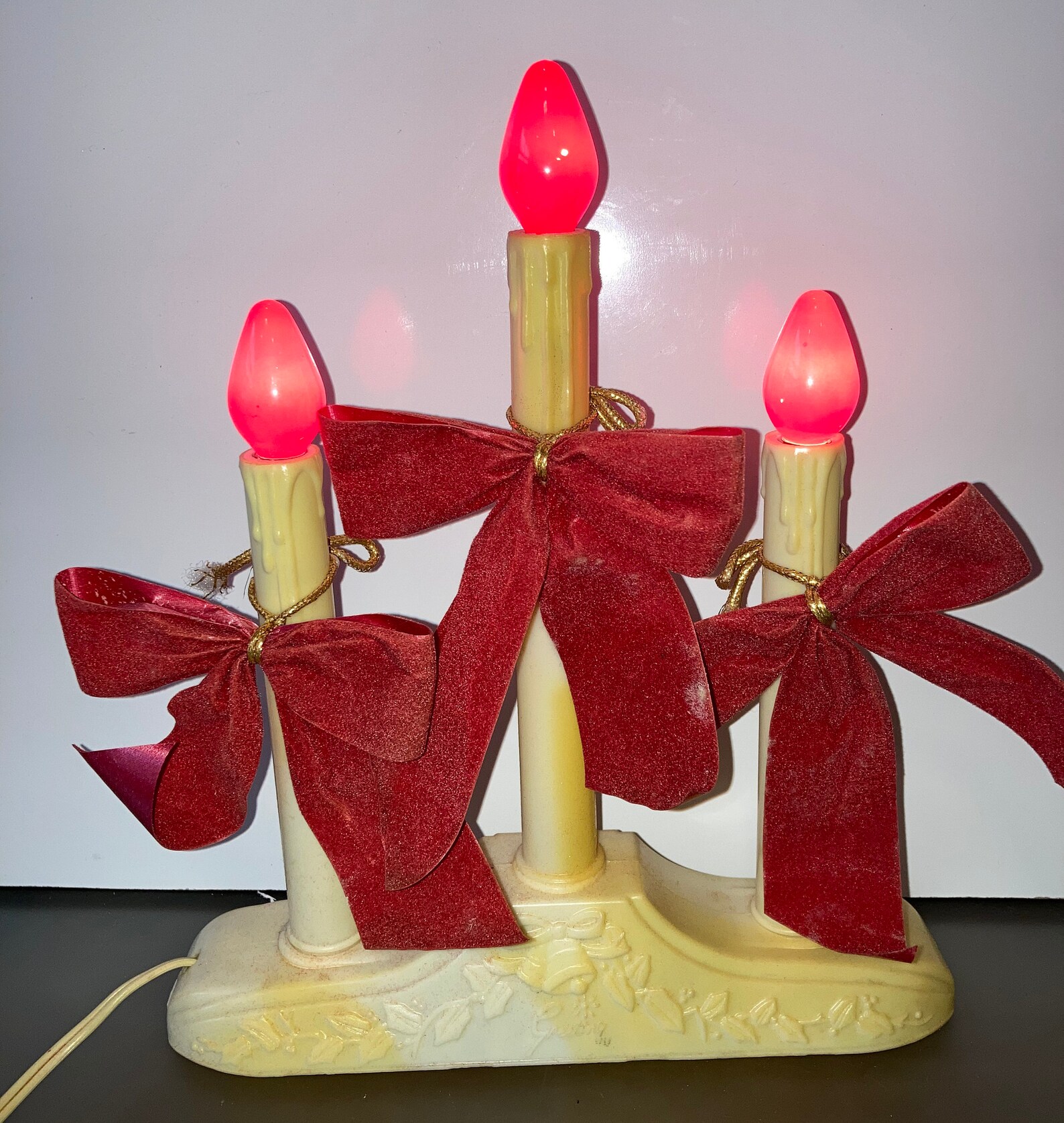 Vintage Candle Lights Tripe Candle Christmas Working Etsy