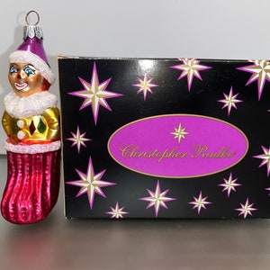Christopher Radko 1995 Ornament, Radko Punch the Clown Ornament, Signed Radko Stocking Ornament, Radko 95 172 0, Radko Poland, in the Box