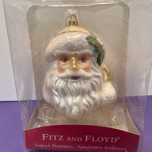 Fitz and Floyd Old World Santa Ornament, Large Santa Head Ornament, Fitz and Floyd Santa Ornament, Fitz and Floyd 5 1/2&quot; Santa, New in Box