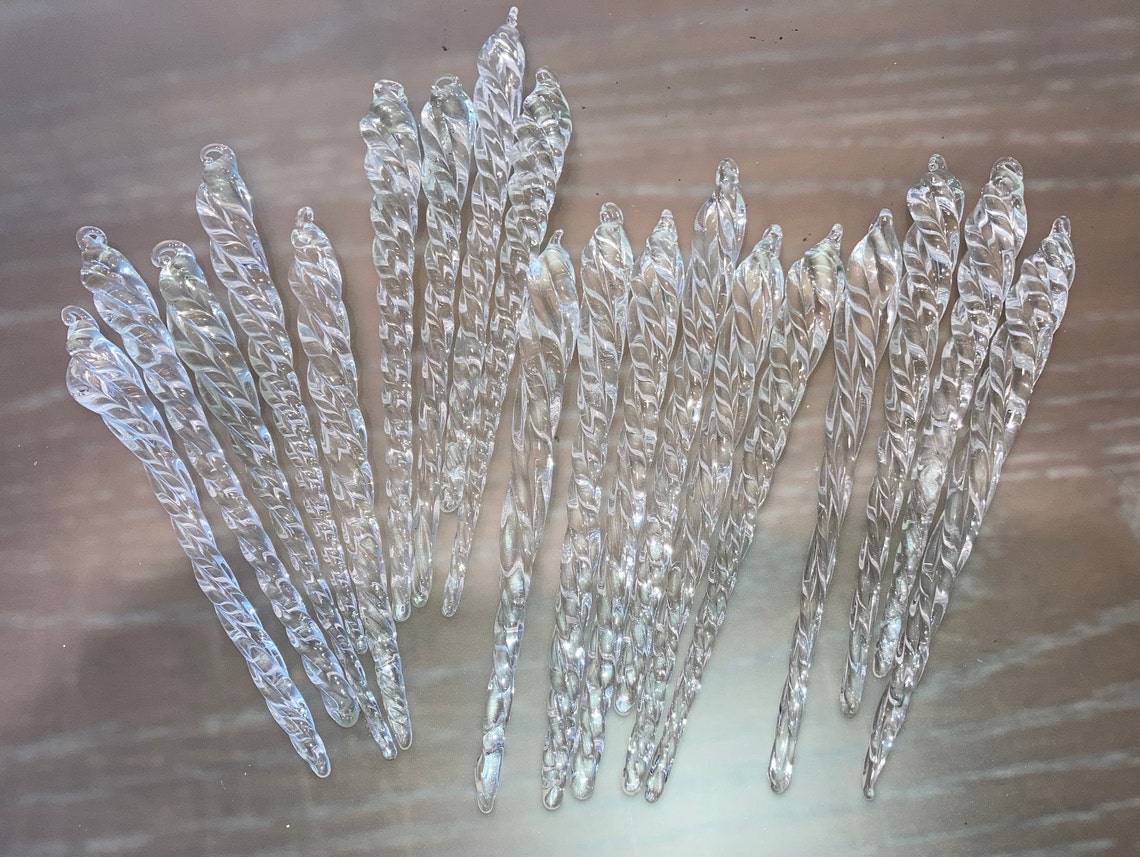 18 Glass Icicle Ornaments 5 1/2 Clear Glass Icicles 5 Etsy