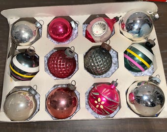 ヴィンテージ 12 ピンク シルバー ポーランド オーナメント