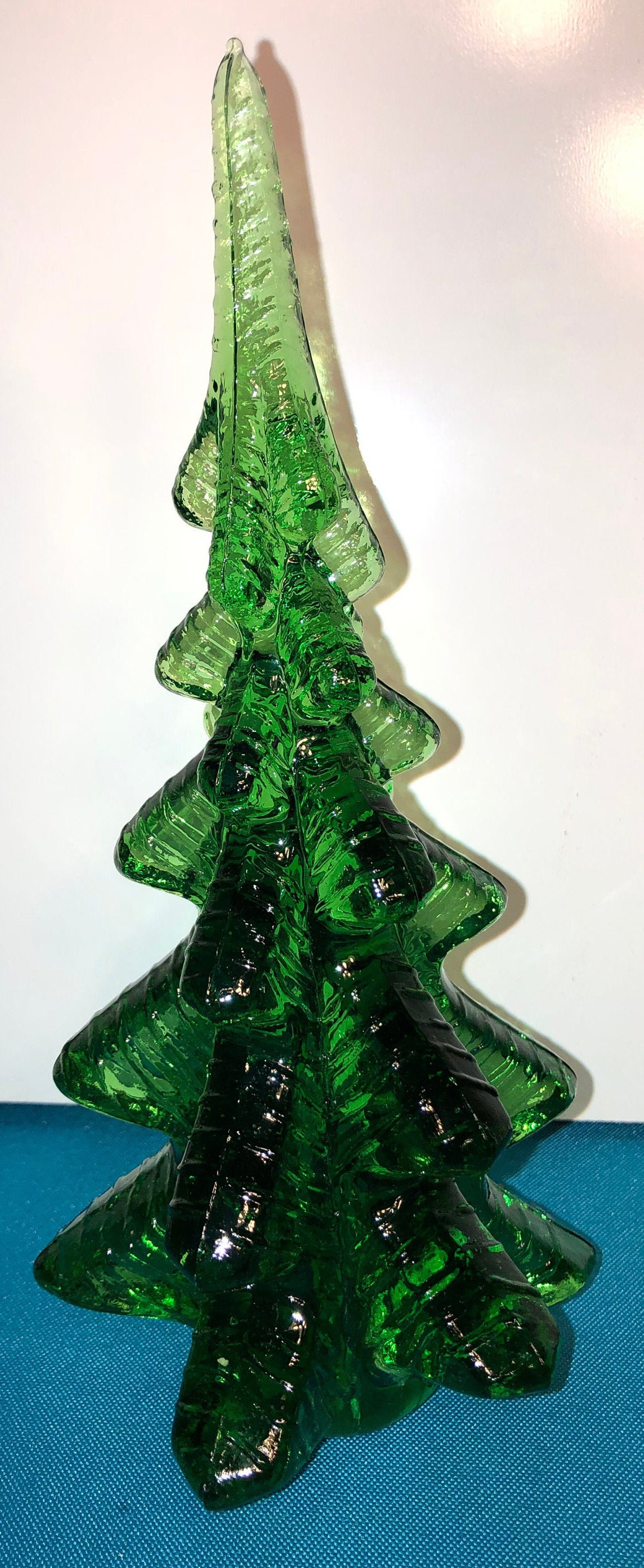 Studio Art Green Glass Christmas Tree Vintage Green Glass Etsy