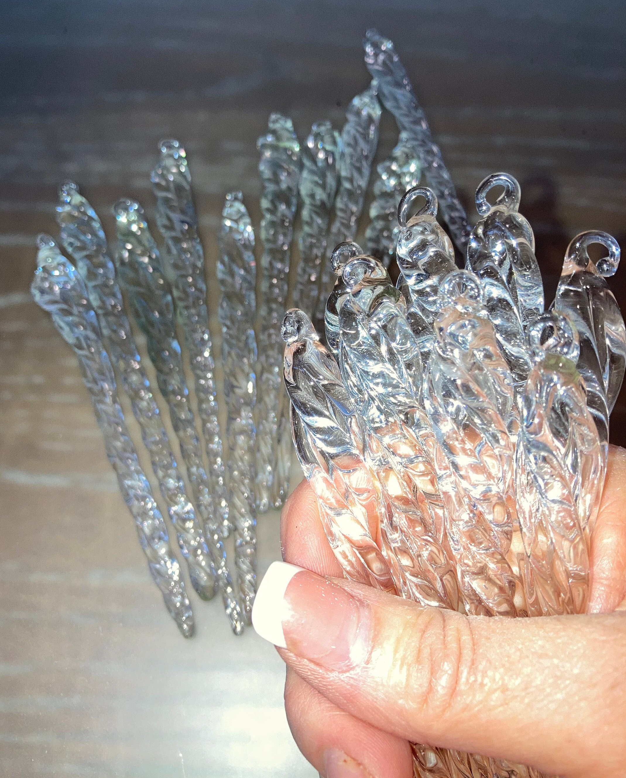 18 Glass Icicle Ornaments 5 1/2 Clear Glass Icicles 5 Etsy