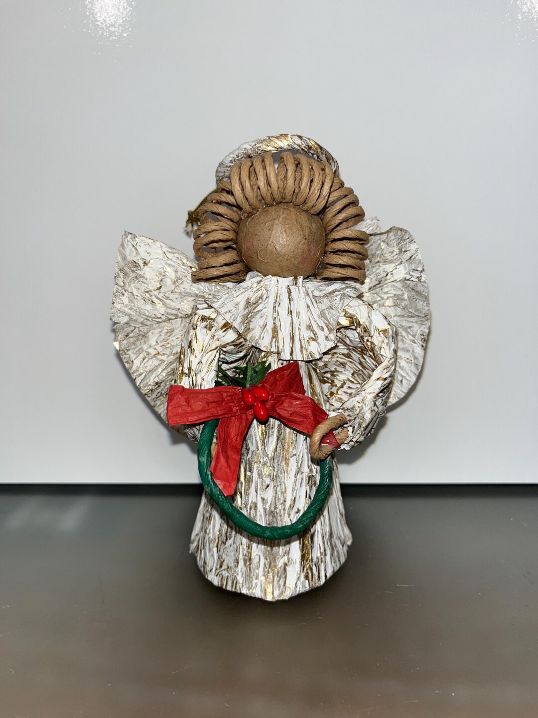 Vintage Corn Husk Angel, White Washed Corn Husk Angel, Corn Husk Angel ...