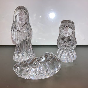 Waterford Marquis Nativity collection, Marquis Holy Family, Waterford Crystal Mary, Joseph and Jesus, Waterford Nativity Figures, Mint
