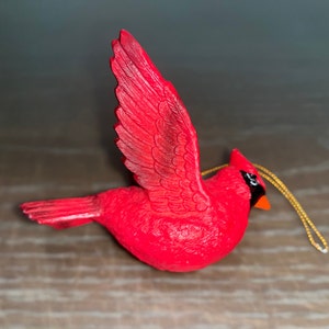 Adorno de cardenal, adorno de cardenal vintage, adorno de cardenal rojo, adorno de cardenal de resina, pájaro cardenal colgante, menta