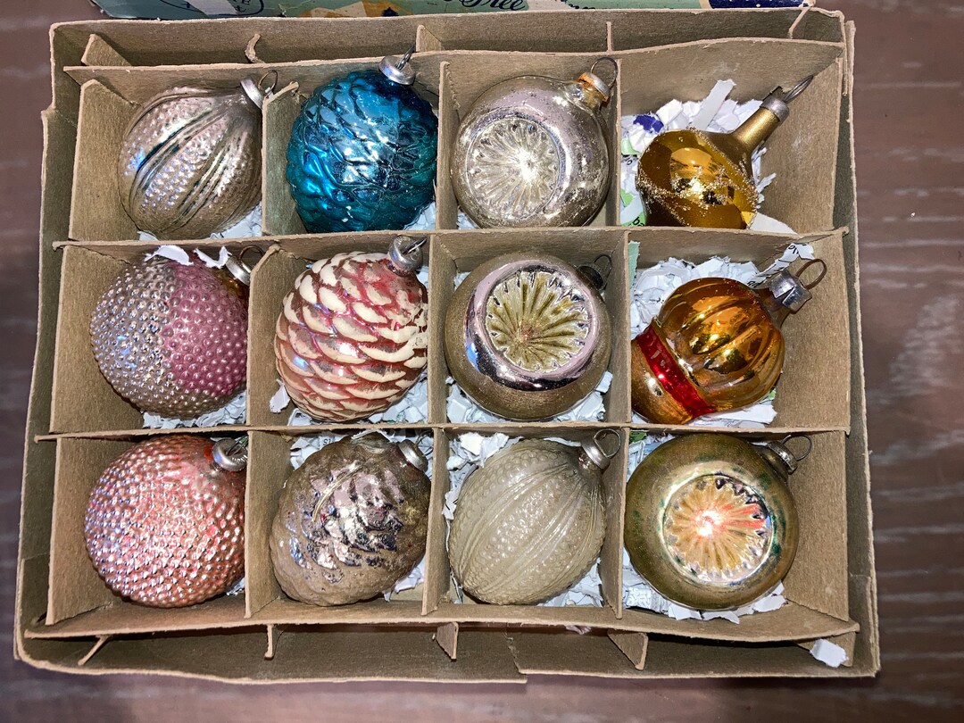 12 Vintage Japan Ornaments Japan Indent Ornament Japan Pine Etsy