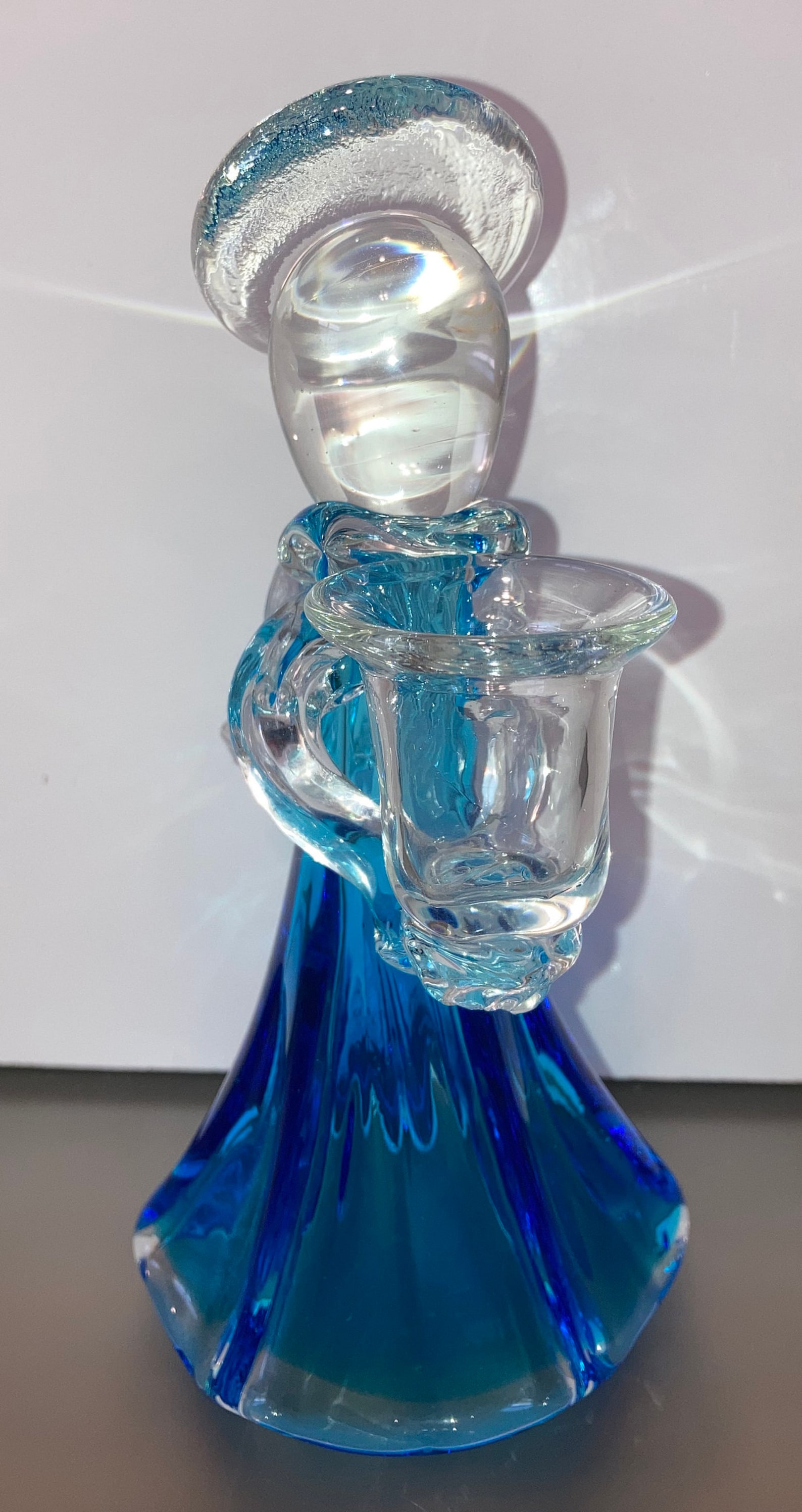 Vintage Murano Glass Angel Aqua Blue Glass Angel Candle Etsy
