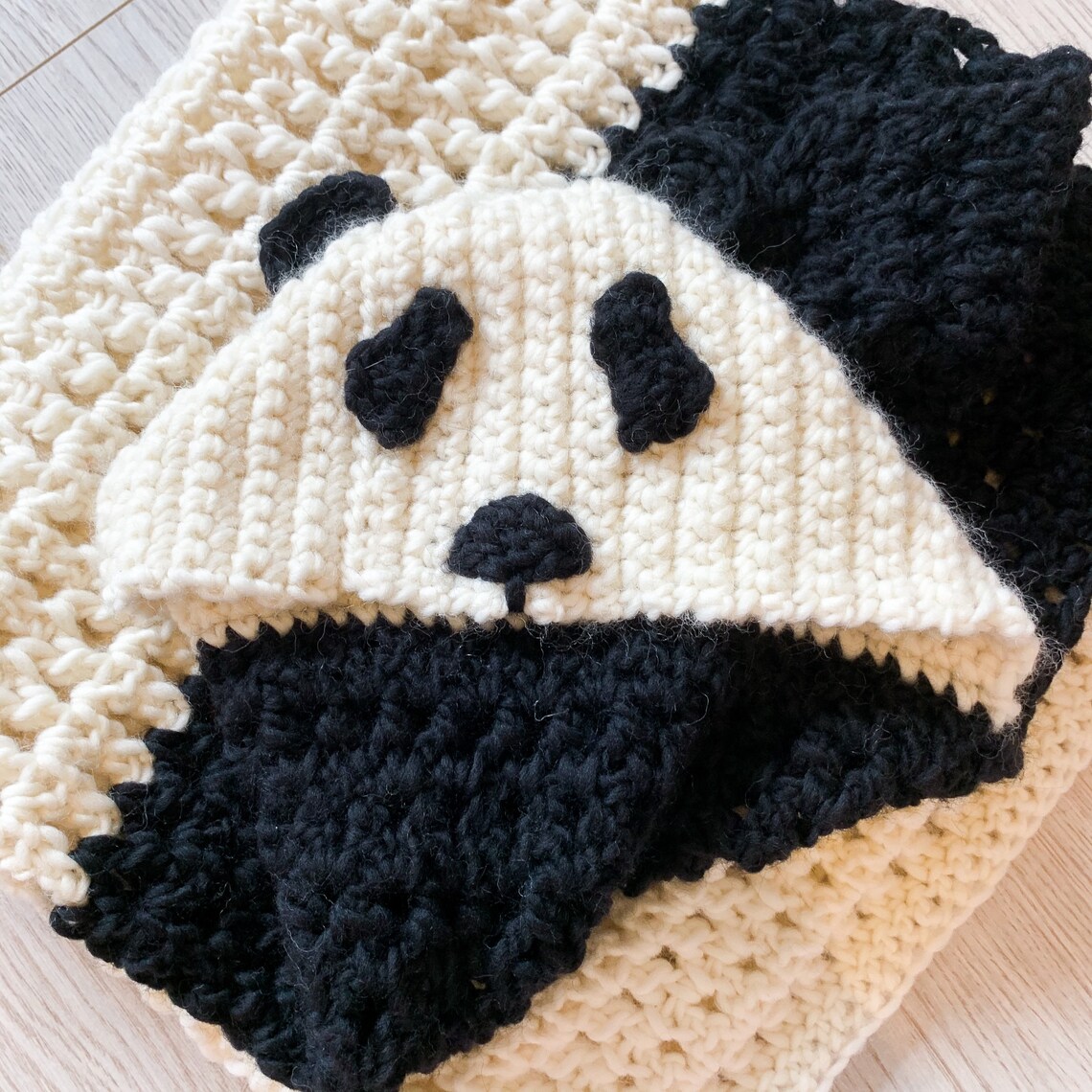 Hooded Panda Blanket Crochet Panda Bear Afghan Warm Cozy Etsy