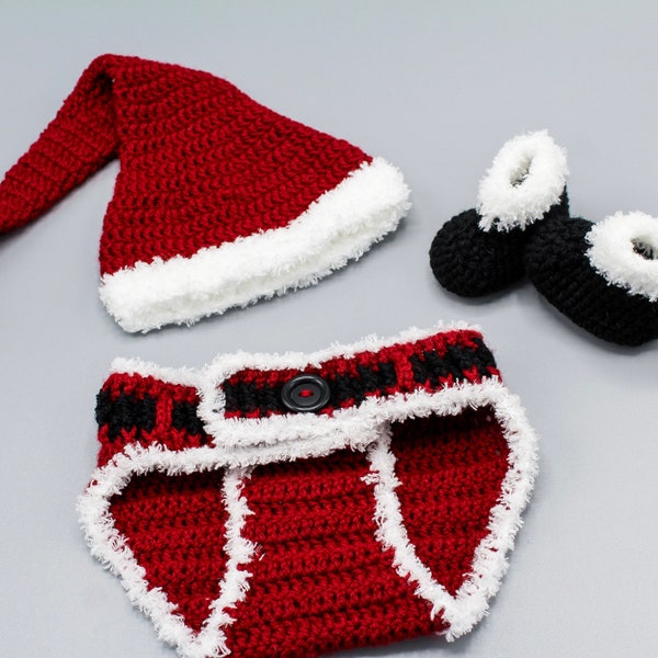 Pdf Pattern, Baby Santa Outfit Printable Pattern Including Hat Diaper Cover and Booties for Newborns, No Finished Product, Instant download