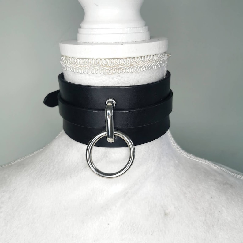 gothic REBELION leather choker O-ring big collar bdsm dark alternative style -luxury leather handcrafted in Italy by Ugly