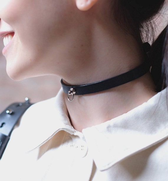 Lena Slim O Ring Choker Genuine Leather Collar Luxury Etsy