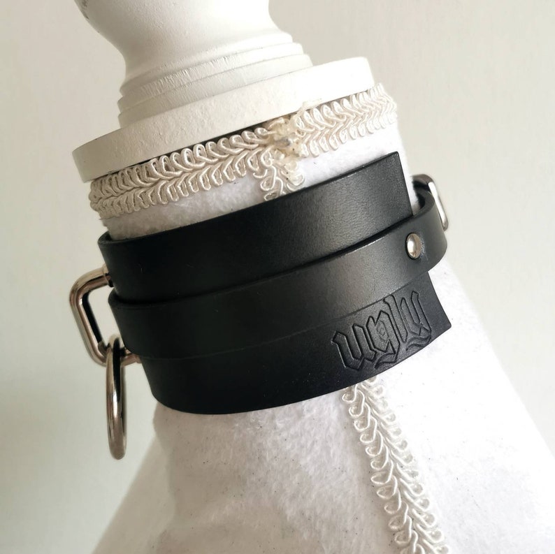 gothic REBELION leather choker O-ring big collar bdsm dark alternative style -luxury leather handcrafted in Italy by Ugly