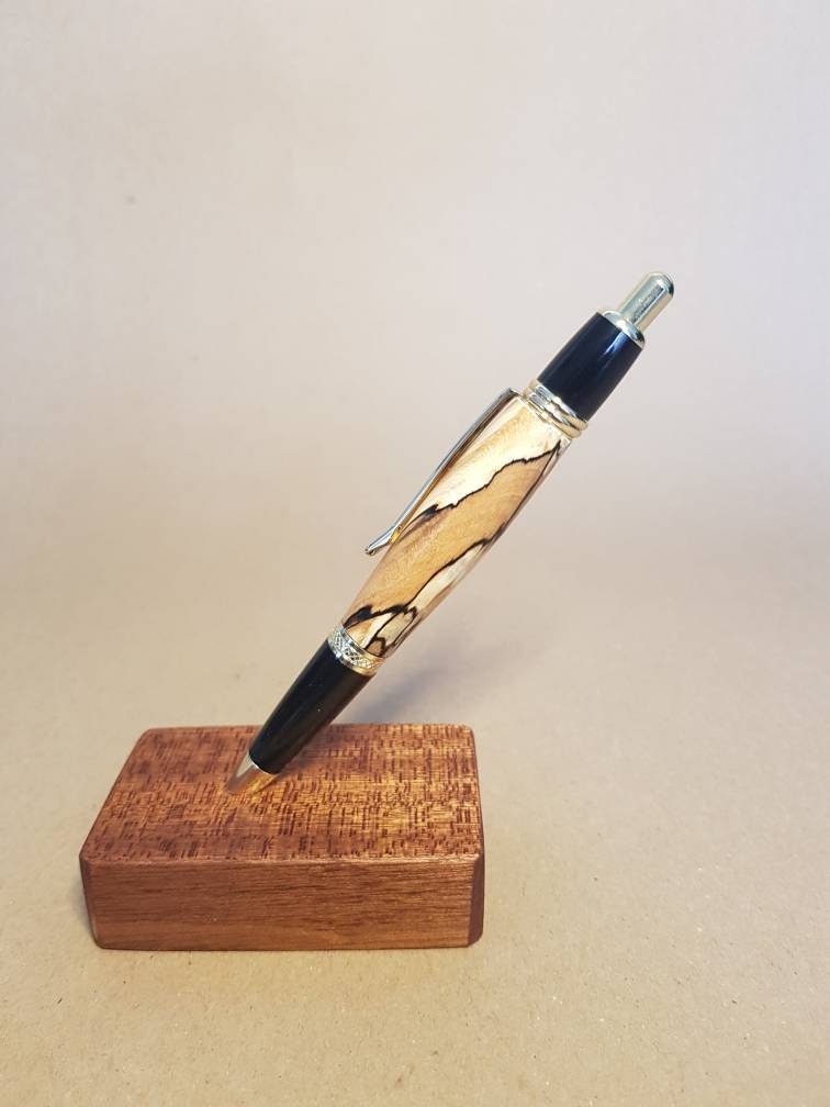 Handmade spalted London plane atrax wooden rollerball pen Rare wood type gold fittings