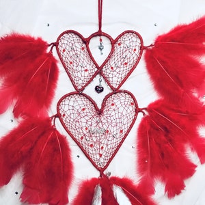 Triple Red Heart Dreamcatcher | Locket & Key