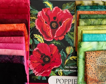 Poppies Fabric Kit with Pattern  by Melinda Bula Designs