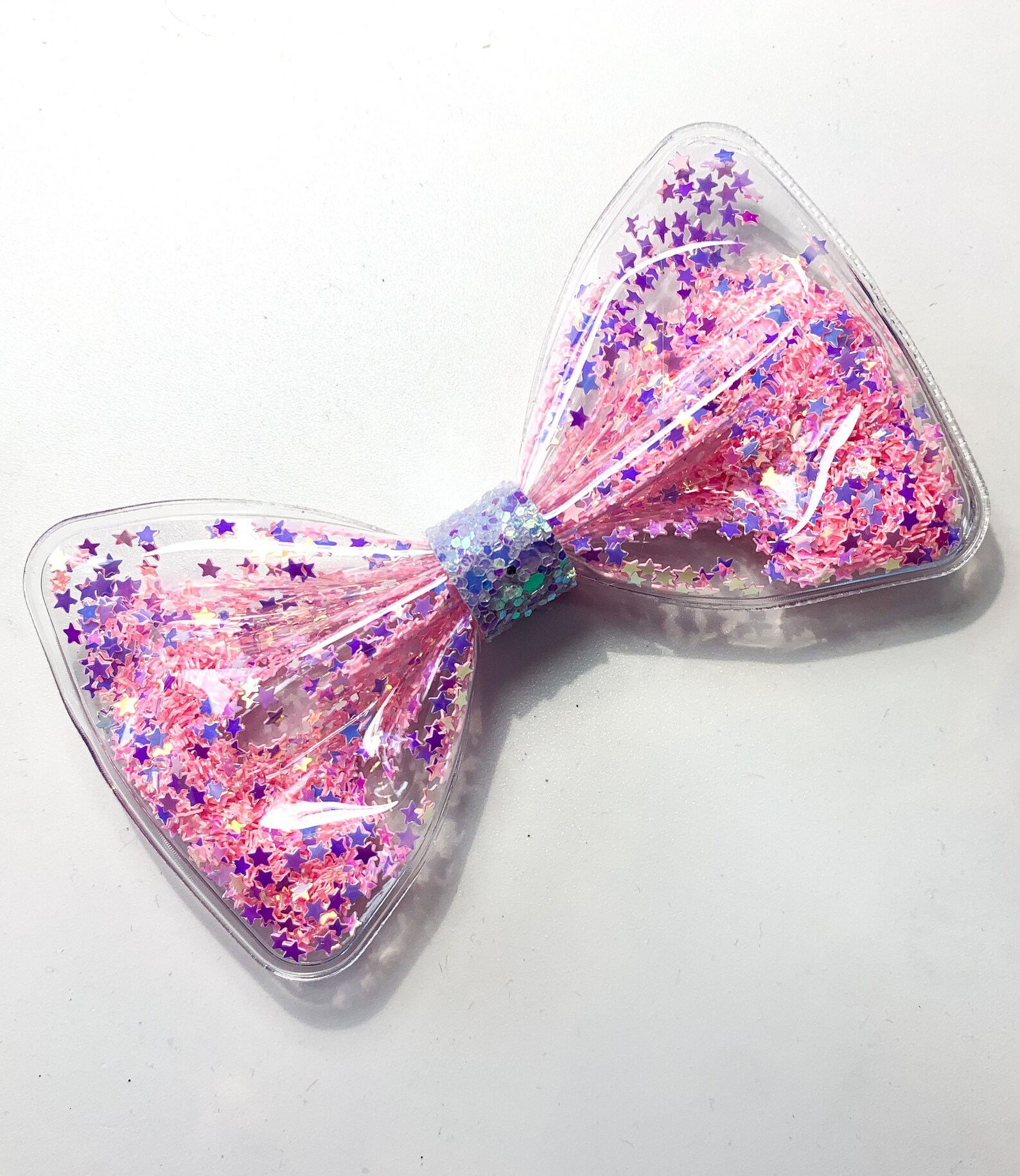 Pink Shaker Hair Bows Star Confetti Shaker Hair Bows Clear Etsy