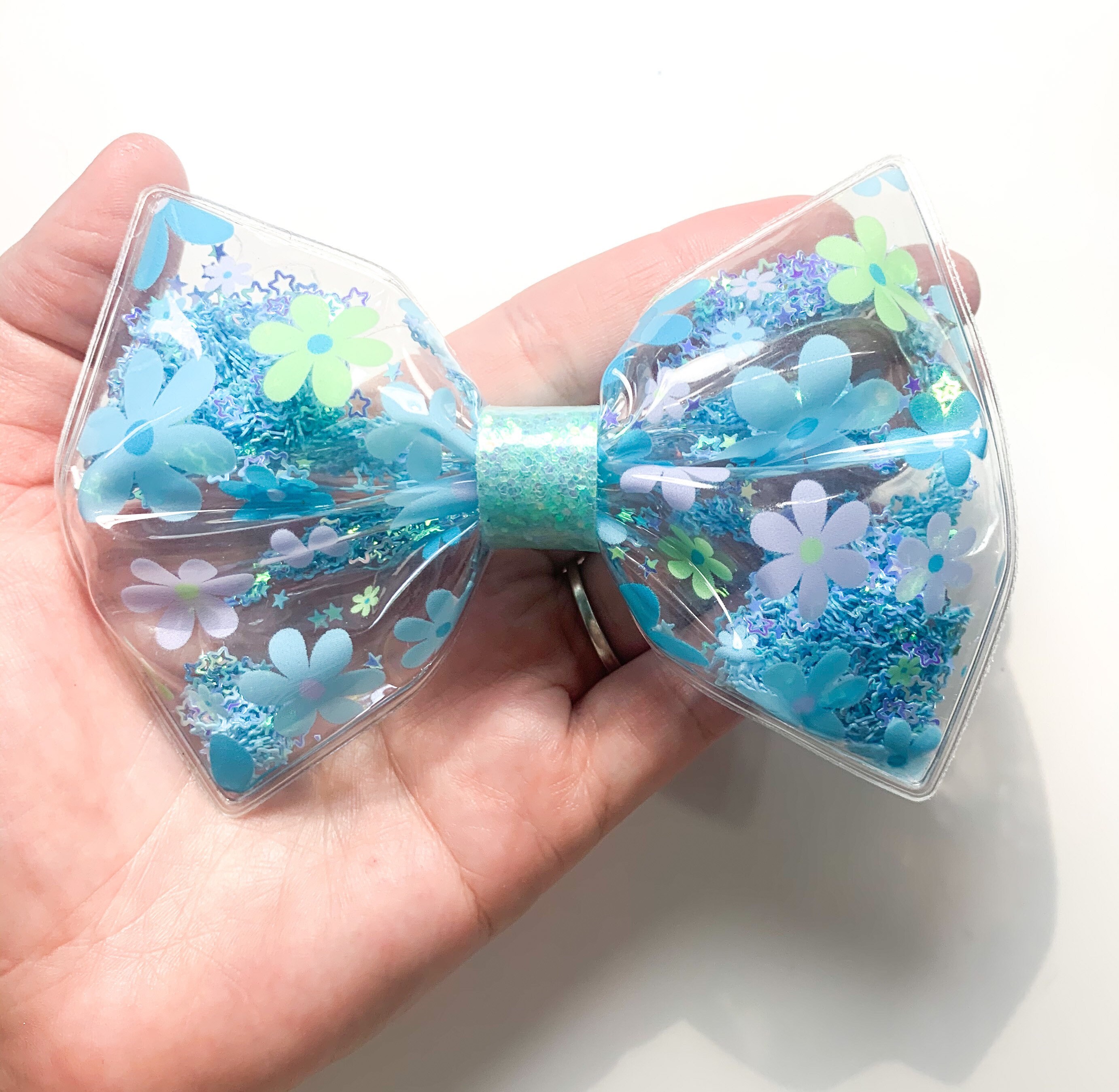Blue Large shaker hair bows transparent bows Shaker hair Etsy