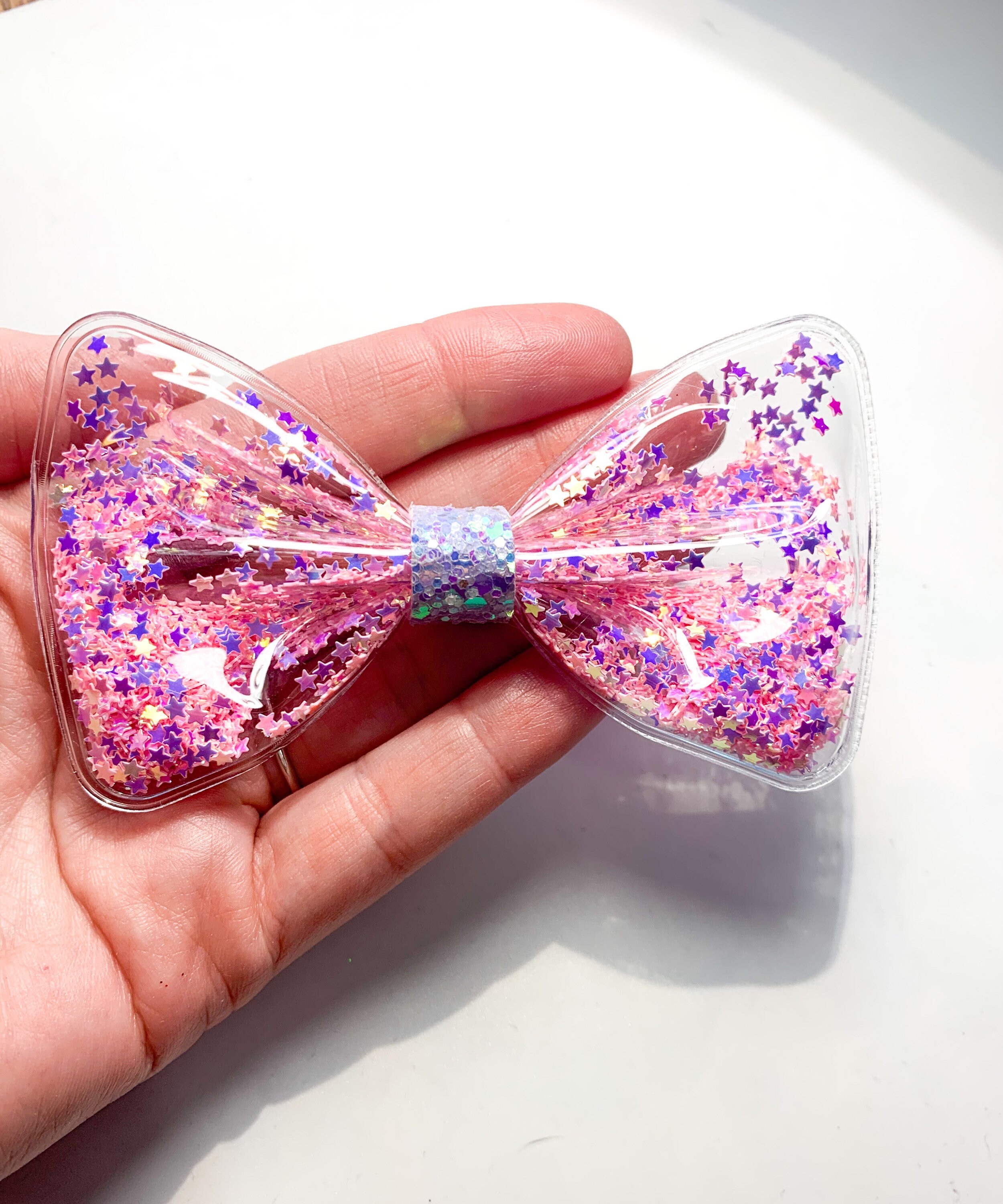 Pink shaker hair bows star confetti Shaker hair bows clear Etsy