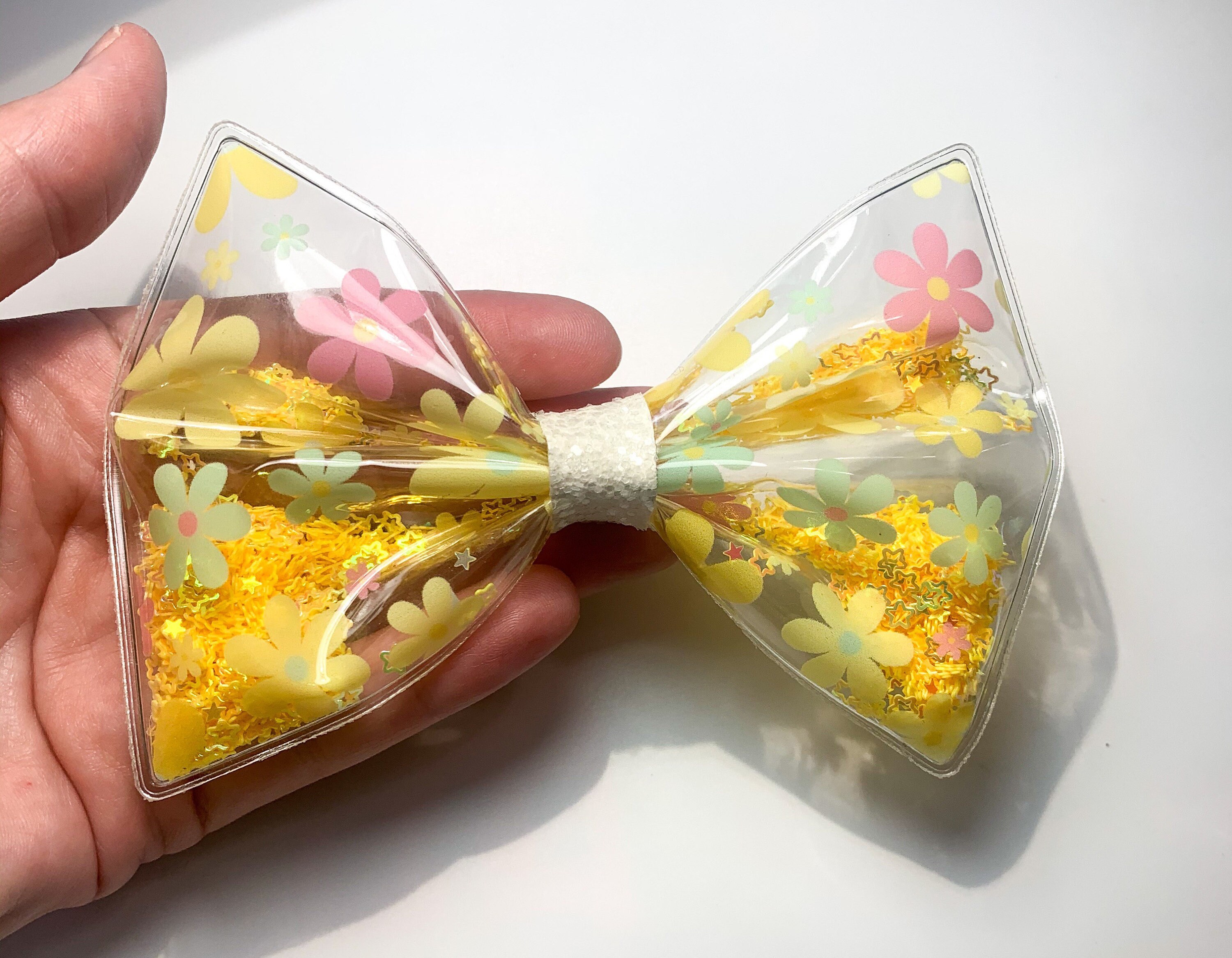 Yellow Large shaker hair bows transparent bows Shaker hair Etsy