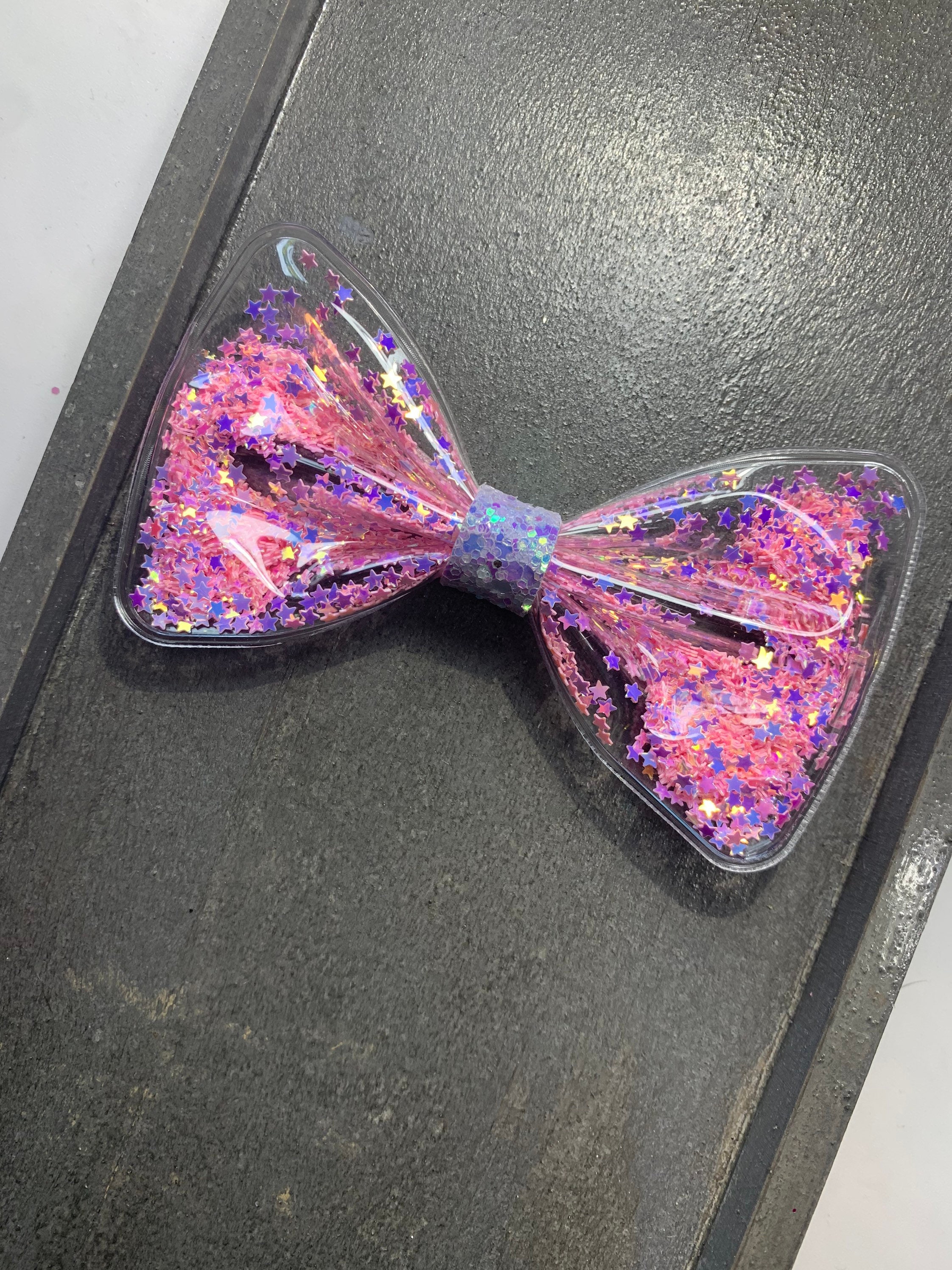 Pink Shaker Hair Bows Star Confetti Shaker Hair Bows Clear Etsy UK