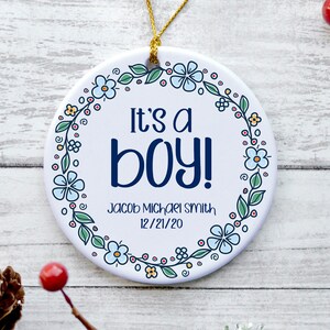Personalized It's a Boy Ornament, New Mom Shower Gift, Baby Boy Christmas Ornament, Custom Baby Boy Ornament, Boy Gender Reveal