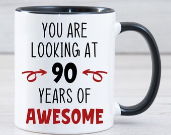 90th Birthday Gifts for Women, 90 Birthday Mug, 90th Birthday Gifts for Men, 90 Year Old Gifts, 9oth Birthday Gifts - 90 Years of Awesome