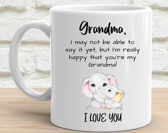 Grandma Mug, Gifts From Baby, New Grandma Coffee Mug, Gifts from Grandbaby, Elephant Grandma Gifts, I Love You Grandma, Expecting Grandma