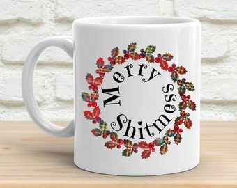 Funny Christmas Mug, Ugly Christmas Gift, Swear Mug, Adult Humor Gift, Sarcastic Coffee Cup - Merry Shitmess