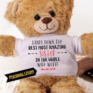 Sister Teddy Bear, Best Sister Ever Gifts, Personalized Sister Gifts, Worlds Best Sister, , Sister Birthday Gifts from Sisters