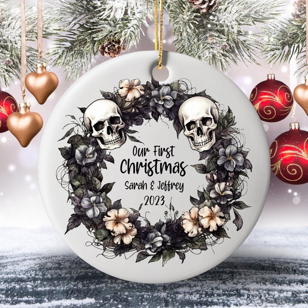 First Christmas Together Ornament 2023, Skull Christmas Ornament, Couples First Christmas Ornament 2022, Personalized Skull Ornament