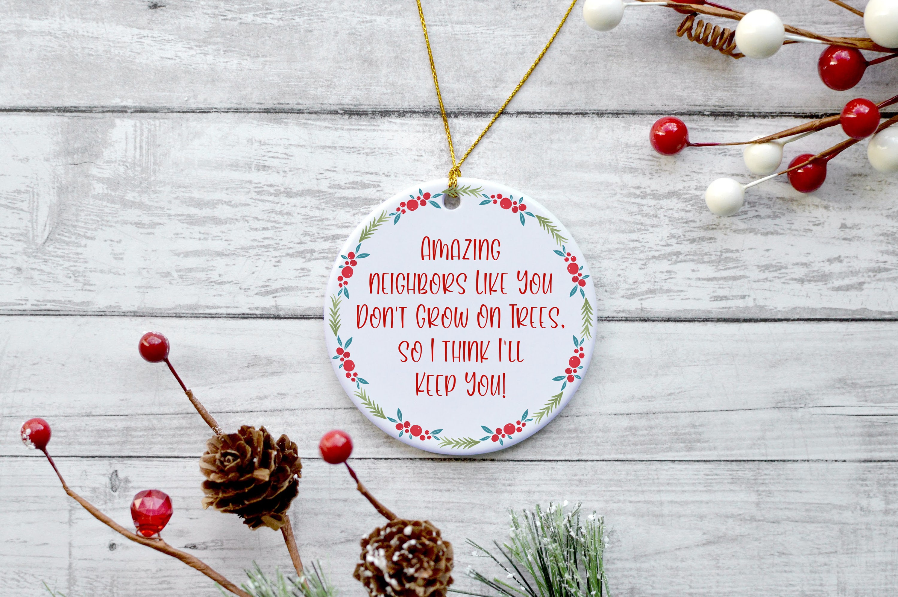 Best Neighbor Ever Ornament – Lalalucyblue Screen Printing