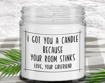 Boyfriend Candle, Funny Gifts for Boyfriend, Boyfriend Gag Gift, Gifts from Girlfriend, Boyfriend Birthday Gift - Your Room Stinks