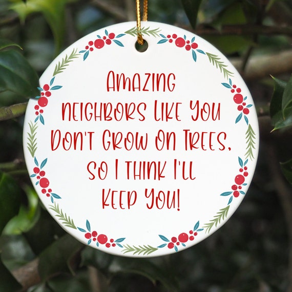 Best Neighbor Ever, Quote & Photo Gift Glass Ornament