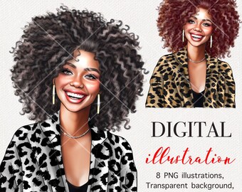 DIGITALER DOWNLOAD Mädchen Clipart, afrikanische Frauen Clipart schwarze Mädchen PNG digitale Planer Mädchen Cartoon Grafiken, digitale Illustration Scrapbooking
