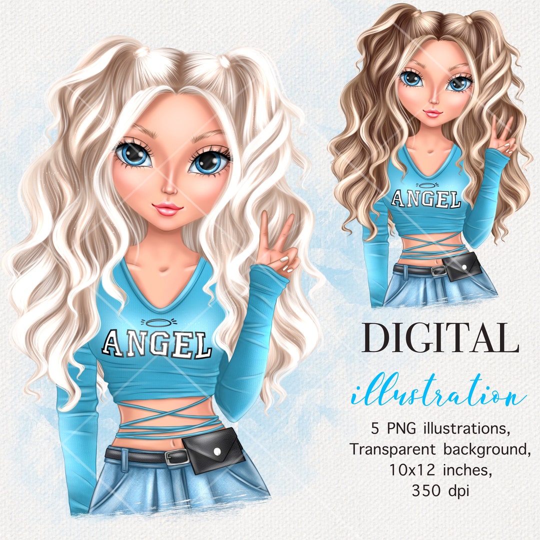 DIGITAL DOWNLOAD Girl Clipart Cute Girl PNG Digital Cute Etsy