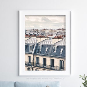 Impresión de pared de París, impresión fotográfica de París, tejados de París, póster de París, descarga digital, arte de París imprimible