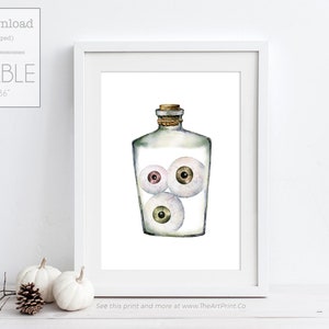 Halloween Printable, Gruselige Augäpfel im Glas Halloween Print, Herbst Dekor, Halloween Poster, Halloween Dekor