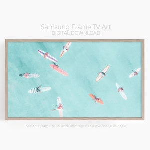Aerial Beach Frame TV Art, Aerial Surfers, Summer Samsung TV Frame Art, Surfers Ocean Instant Download, Art for Frame TV, Samsung Frame Art