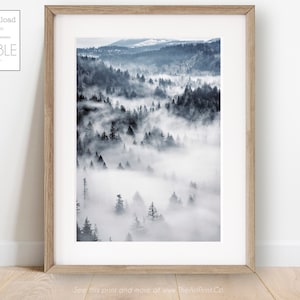 Foggy Forest Print: Nordic Mountain Landscape Photography (Digital Download)