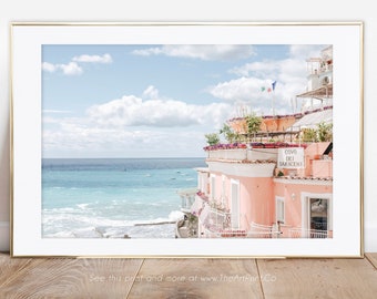 Positano Beach Print, Coastal Print, Pink Print, Digital Download Poster, Beach Photography Poster