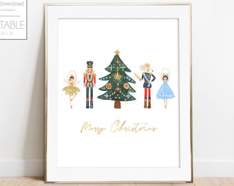 Nutcracker Christmas Print, Merry Christmas Printable Wall Art, Nutcracker Christmas Decor, Vintage Christmas Wall Art DIGITAL DOWNLOAD