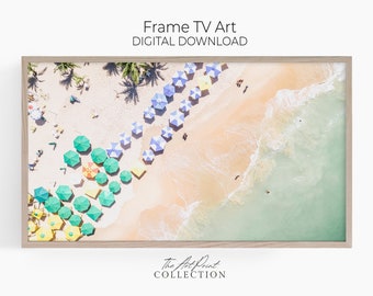 Aerial Beach Frame TV Art, Aerial Beach Art, Beach Digital Print, Coastal Beach Print, Art for Frame TV, Samsung Frame Art
