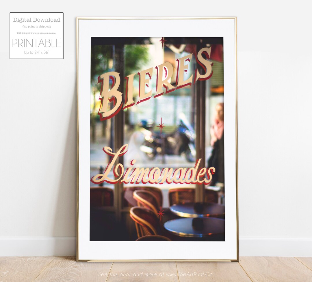 Printable Paris Photography Print, Downloadable Wall Art, Paris Cafe Window Print, Paris Cafe ...