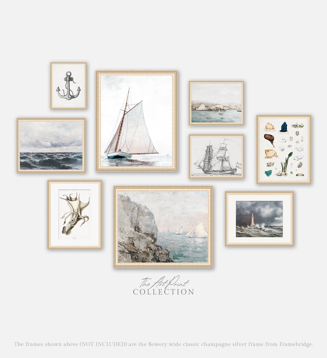 Printable Vintage Gallery Wall Art Set, Antique Prints Coastal Decor ...