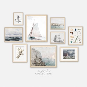 Printable Vintage Gallery Wall Art Set, Antique Prints Coastal Decor DIGITAL, PRINTABLE Nautical Decor