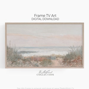 Vintage Sea Grass Painting for Frame TV, Pastel Beach Wall Art for Frame TV, Coastal Decor for Samsung Frame TV Art