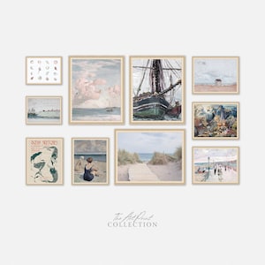 Vintage Coastal Art Prints: Boho Beach Gallery Wall (Digital Download)