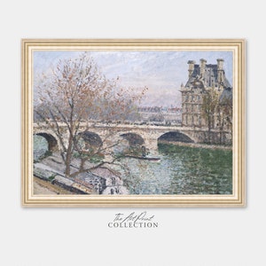 Paris Bridge Vintage Impressionist Painting, Printable Wall Art, Vintage Wall Art Instant Digital Download